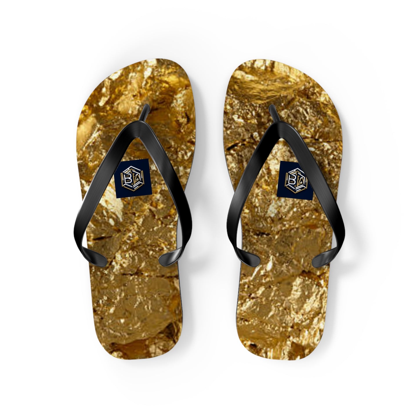 Luxury Gold Foil Flip Flops - Stylish Summer Sandals for Beach & Pool