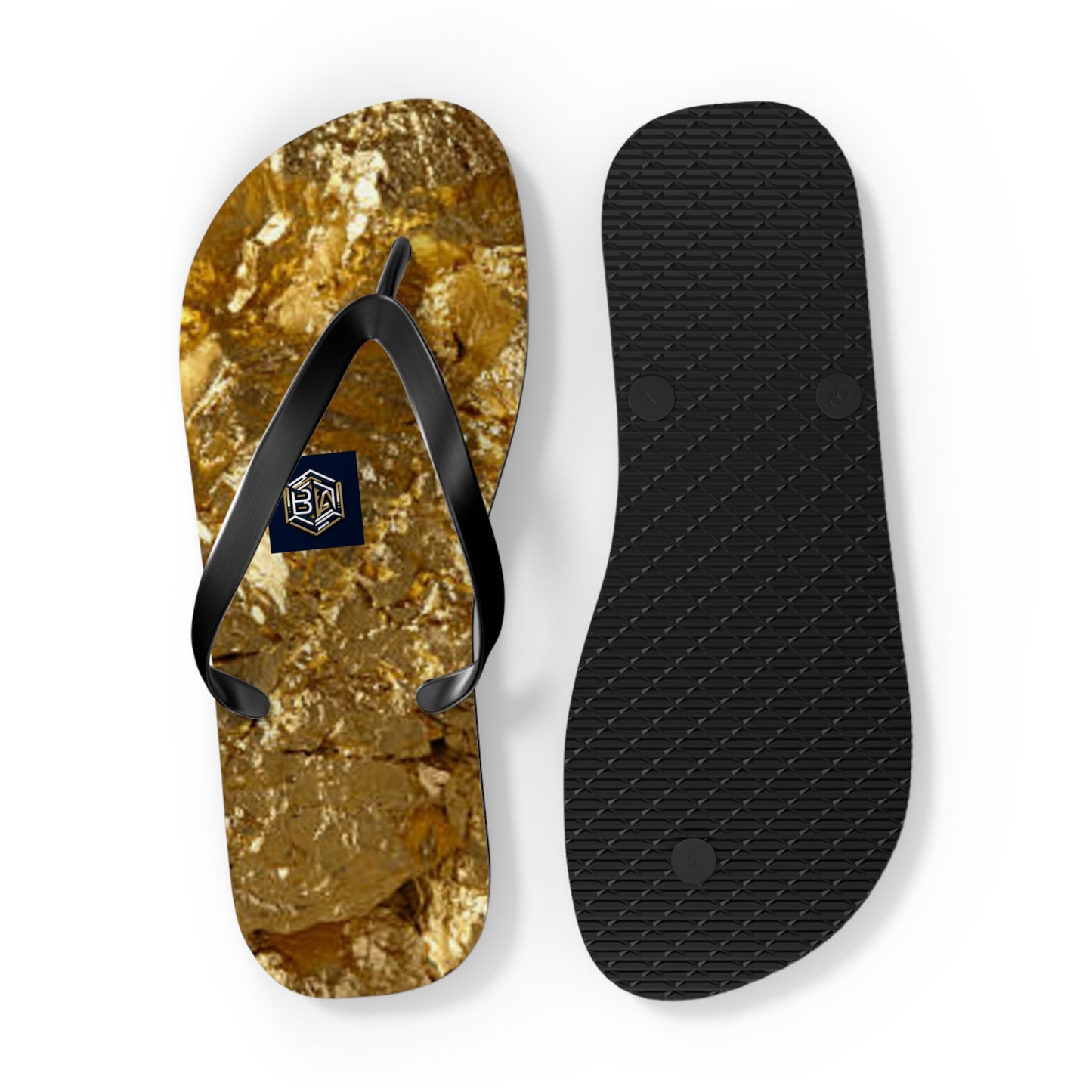 Luxury Gold Foil Flip Flops - Stylish Summer Sandals for Beach & Pool