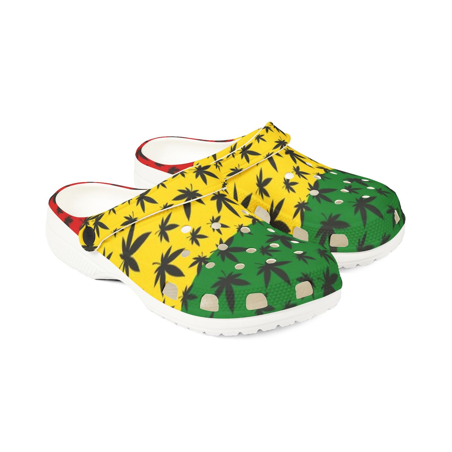 Colorful EVA Foam Clogs with jamaican gangja Leaf Design - Stylish Comfort for Every Occasion