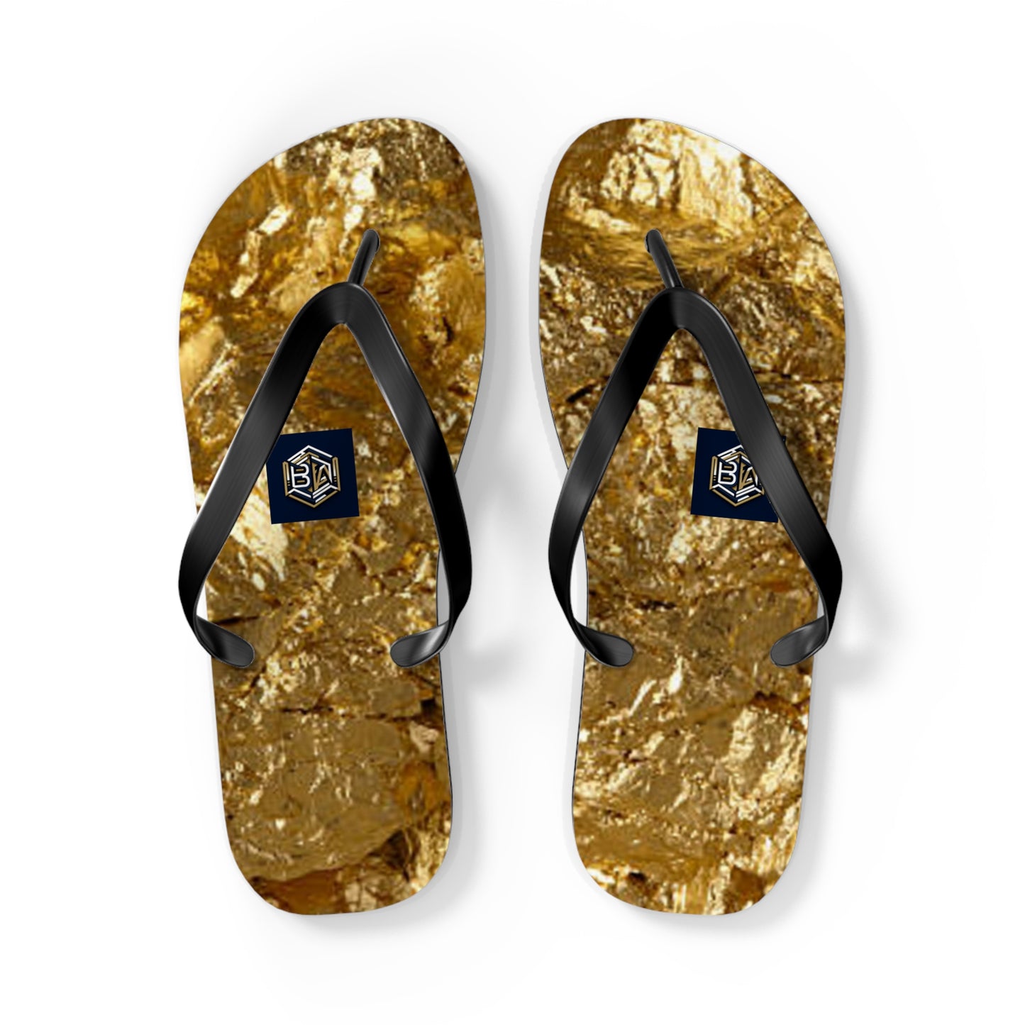 Luxury Gold Foil Flip Flops - Stylish Summer Sandals for Beach & Pool