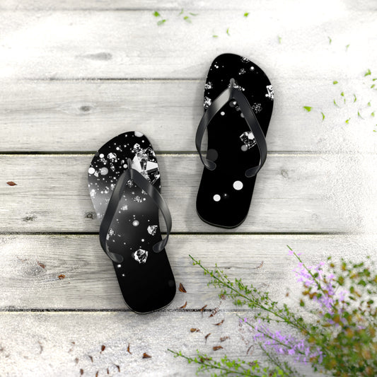 Elegant Black Diamond Flip Flops - Glamorous Summer Footwear