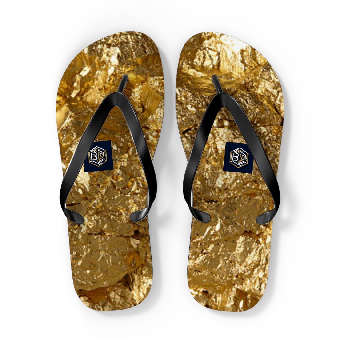 Luxury Gold Foil Flip Flops - Stylish Summer Sandals for Beach & Pool