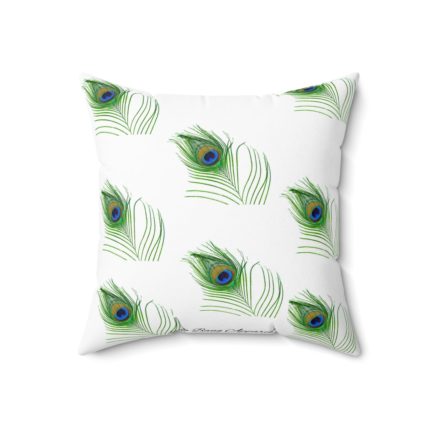 Big Bang Apparell sl peacock aqua feather Spun Polyester Square Pillow