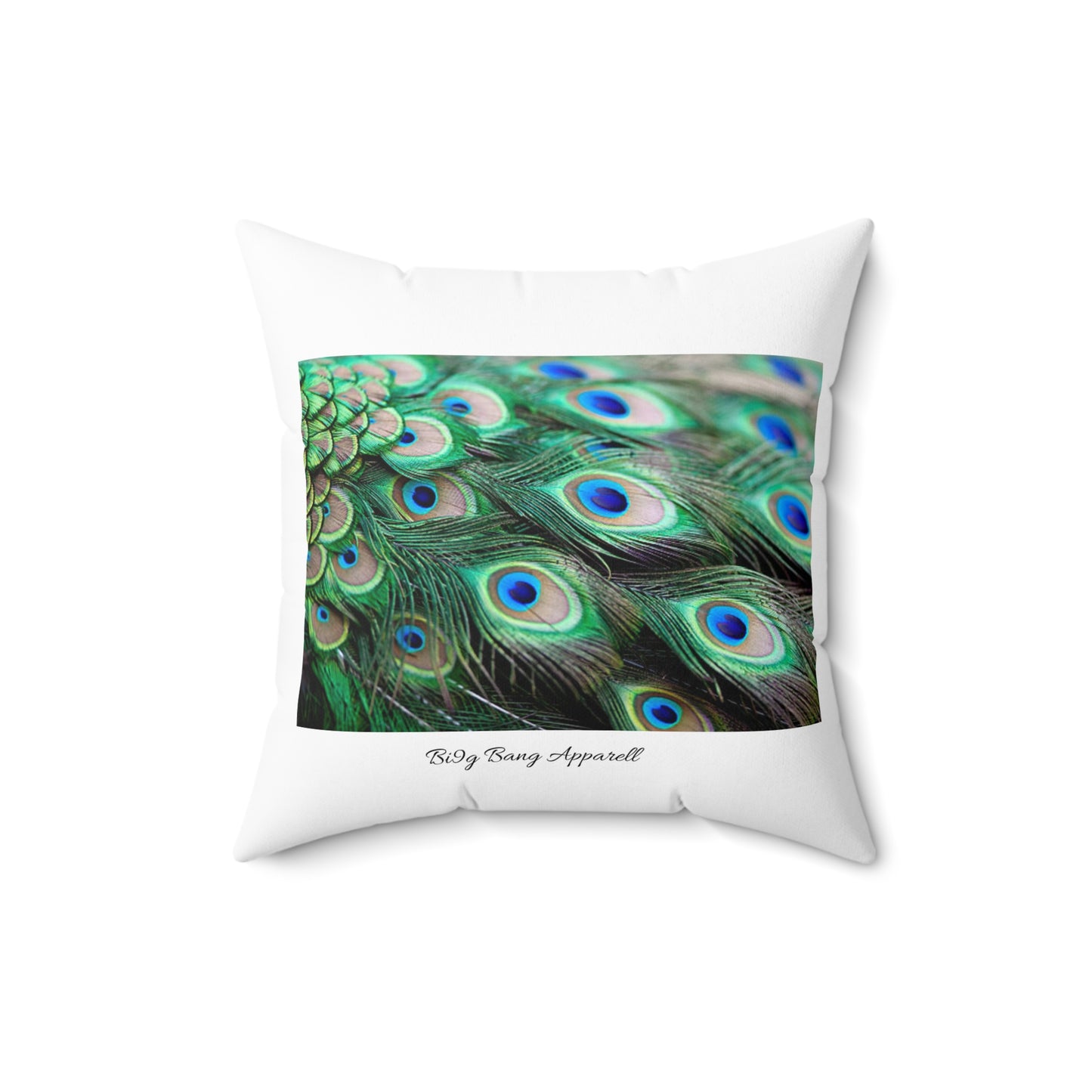 Big Bang Apparell peacock aqua Spun Polyester Square Pillow