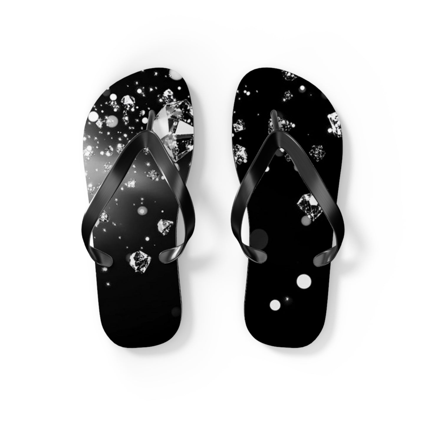 Elegant Black Diamond Flip Flops - Glamorous Summer Footwear