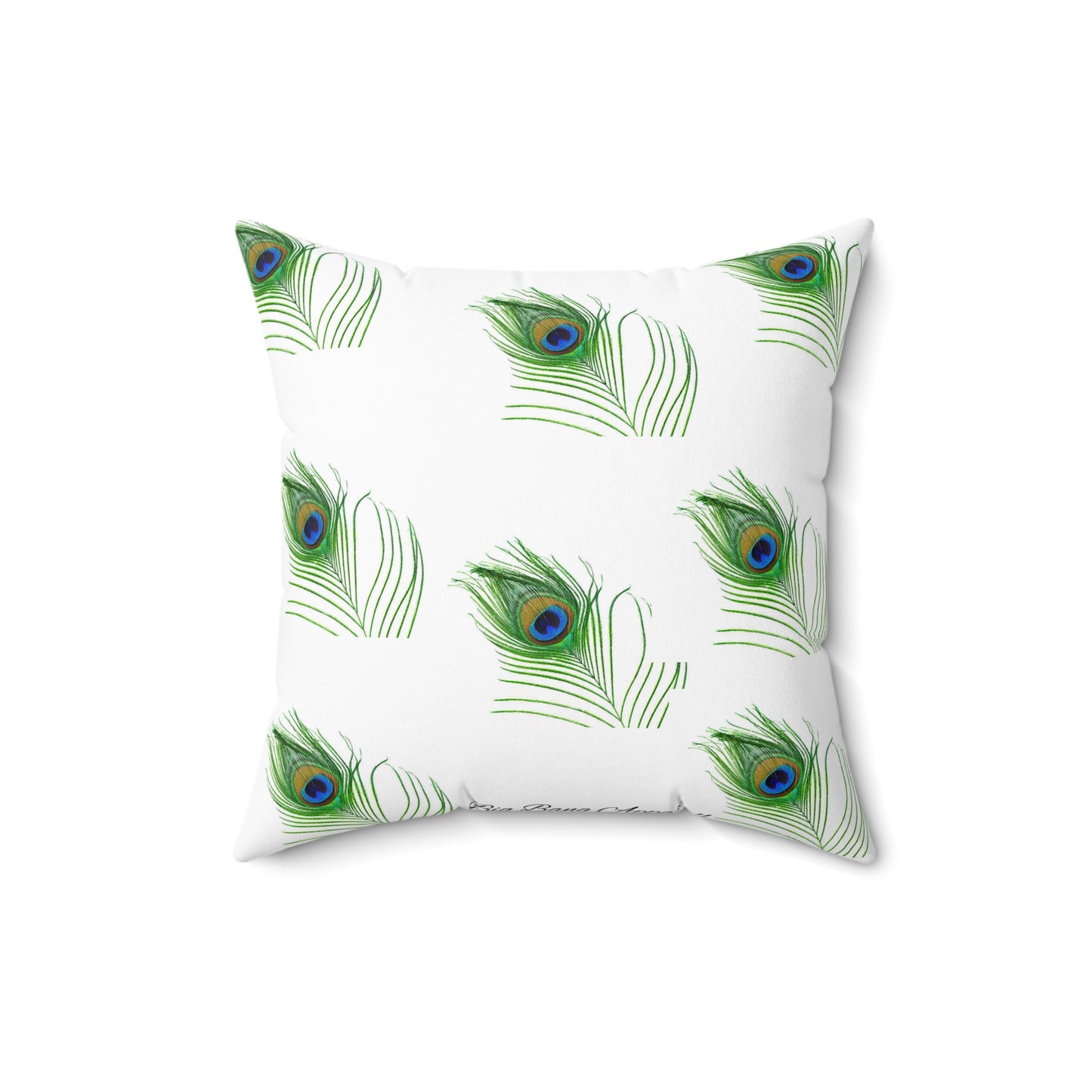 Big Bang Apparell sl peacock aqua feather Spun Polyester Square Pillow