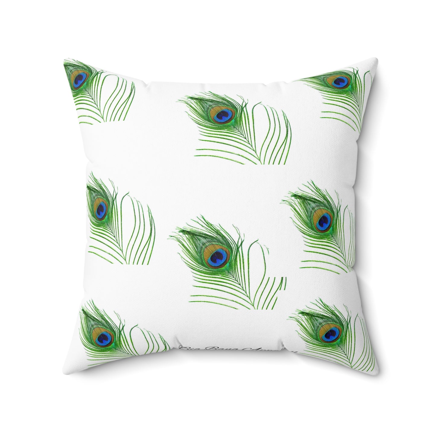 Big Bang Apparell sl peacock aqua feather Spun Polyester Square Pillow