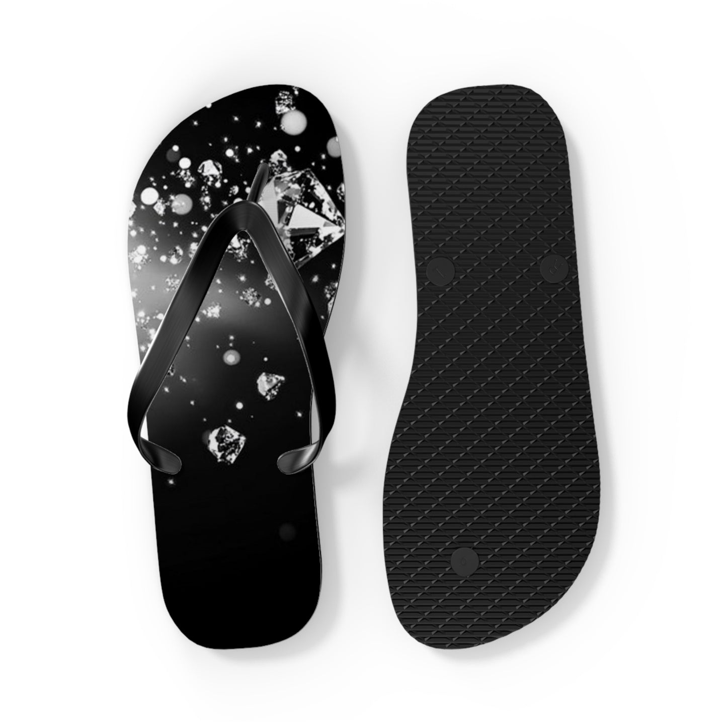 Elegant Black Diamond Flip Flops - Glamorous Summer Footwear