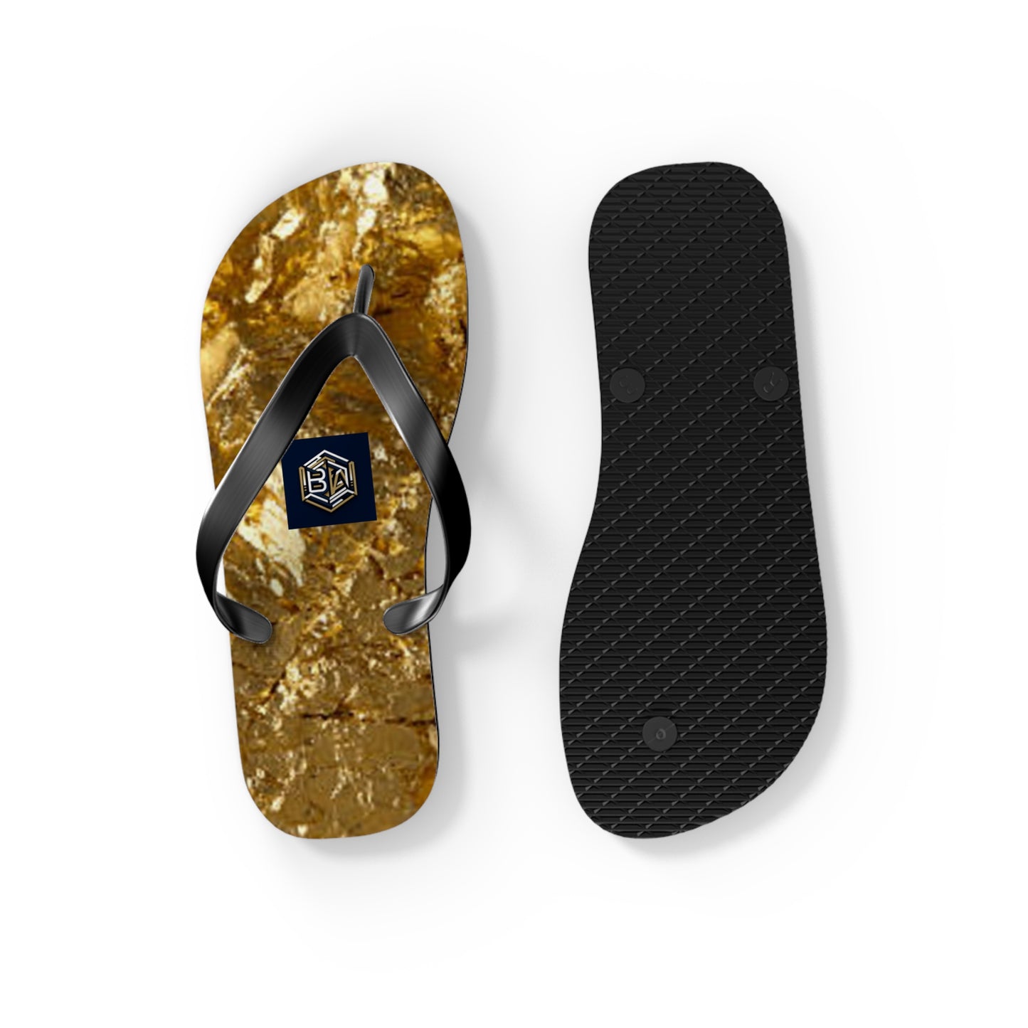 Luxury Gold Foil Flip Flops - Stylish Summer Sandals for Beach & Pool