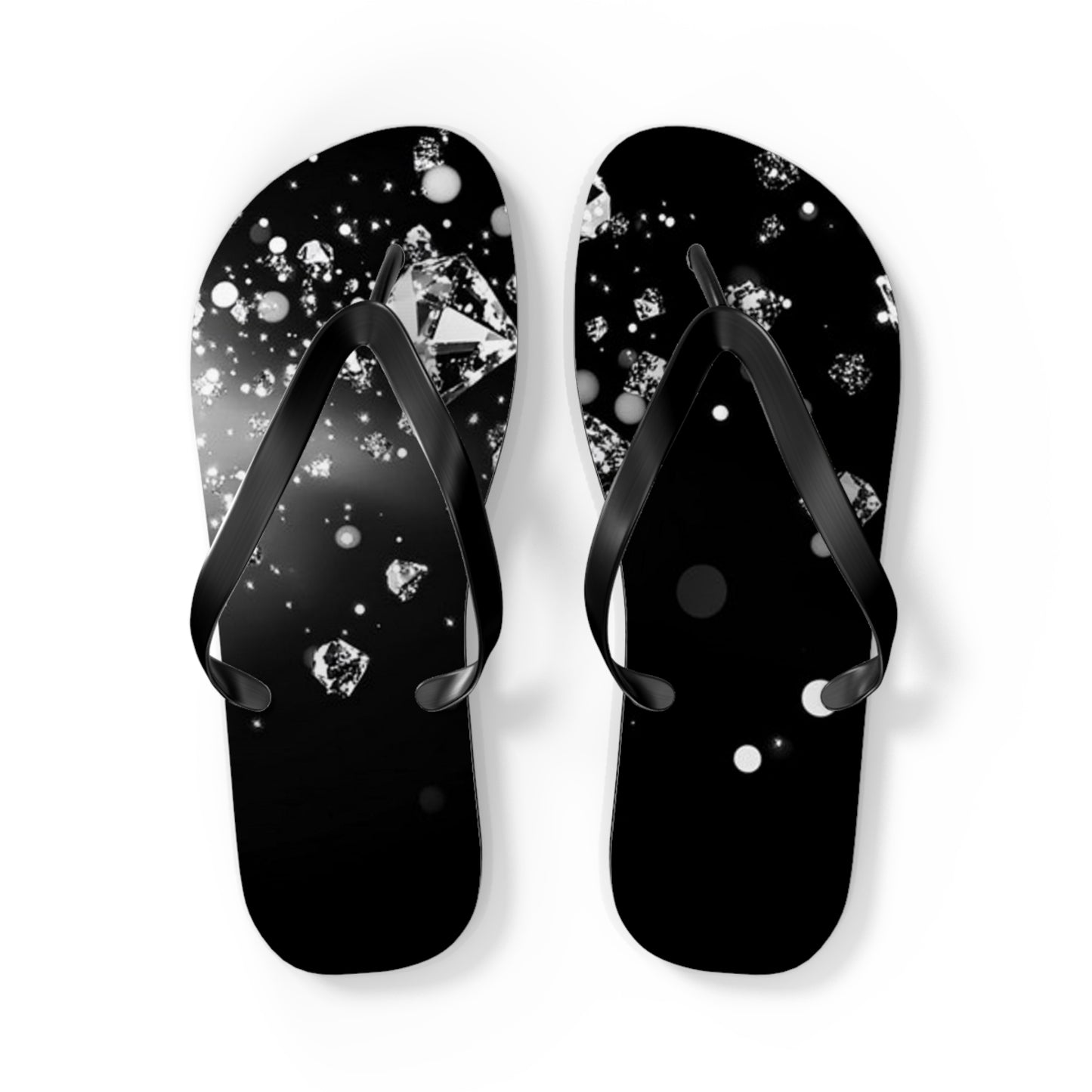 Elegant Black Diamond Flip Flops - Glamorous Summer Footwear