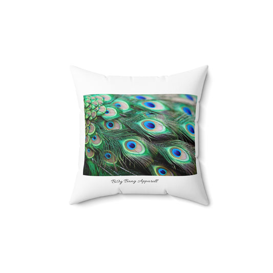 Big Bang Apparell peacock aqua Spun Polyester Square Pillow