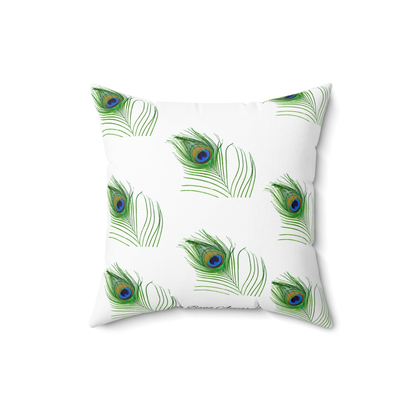 Big Bang Apparell sl peacock aqua feather Spun Polyester Square Pillow