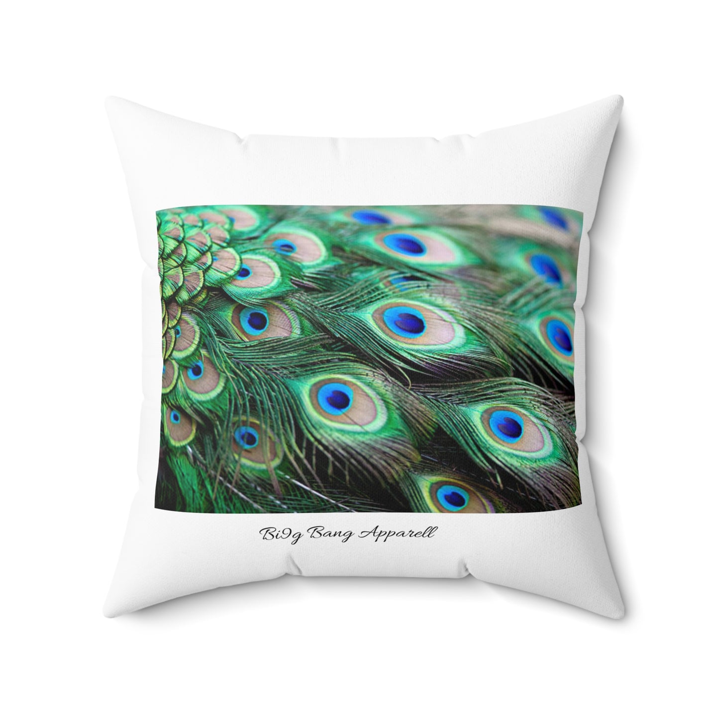 Big Bang Apparell peacock aqua Spun Polyester Square Pillow