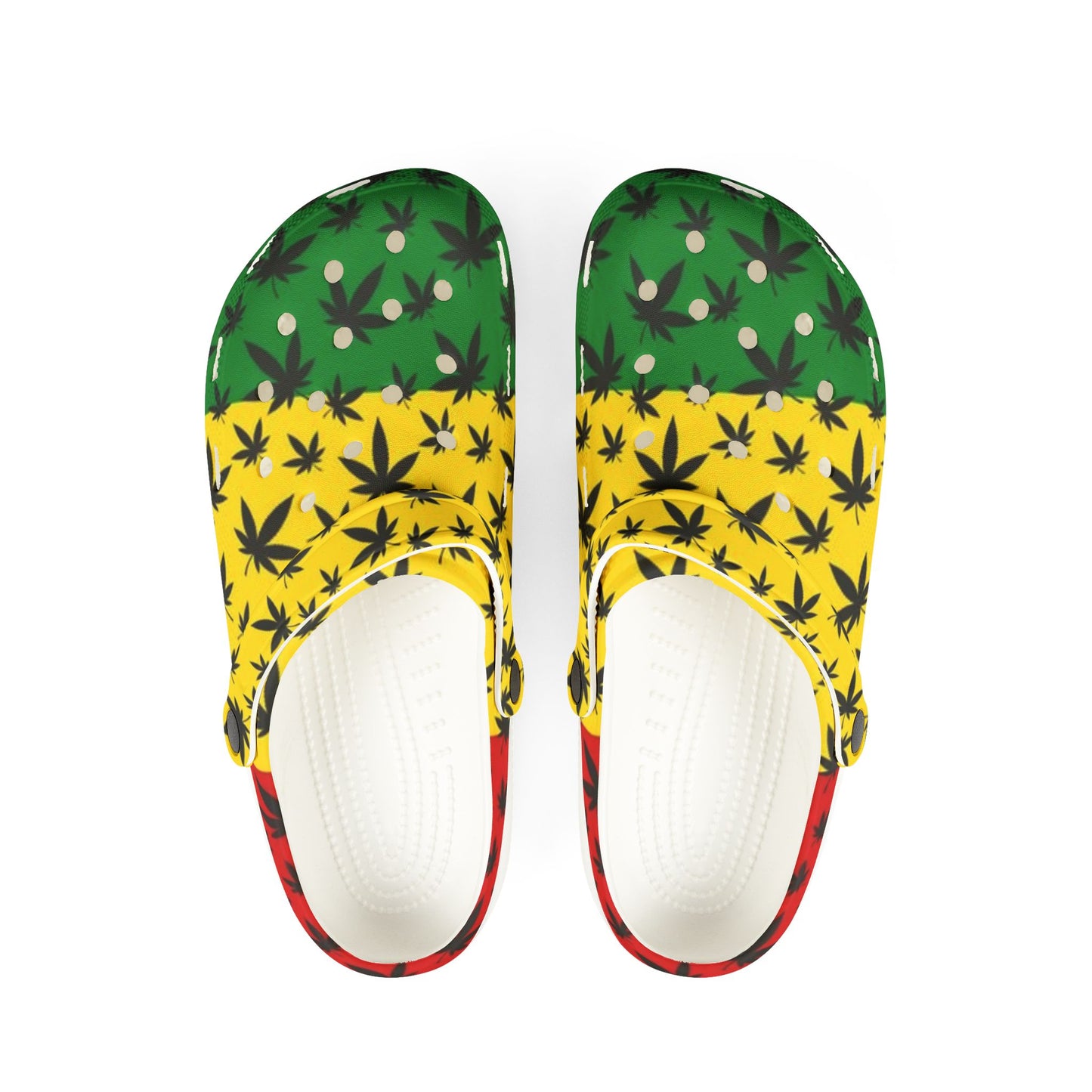 Colorful EVA Foam Clogs with jamaican gangja Leaf Design - Stylish Comfort for Every Occasion