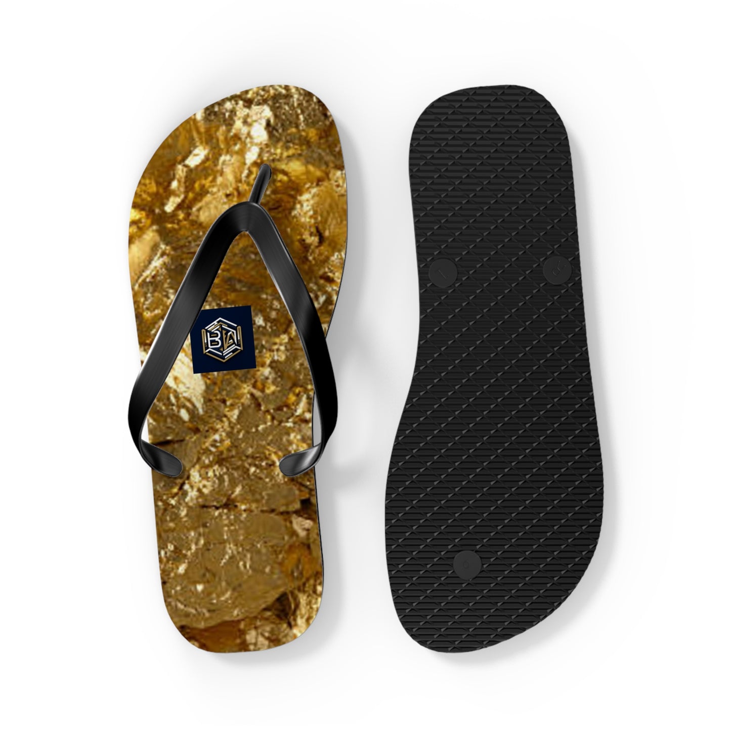 Luxury Gold Foil Flip Flops - Stylish Summer Sandals for Beach & Pool