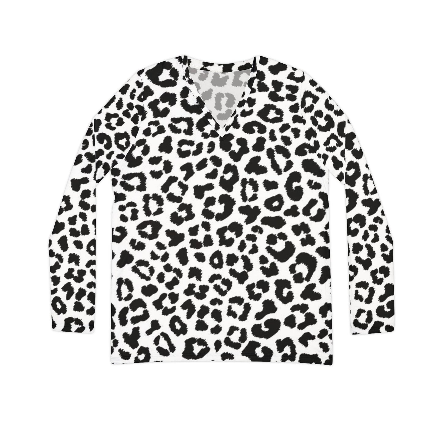 Chic Leopard Print Long Sleeve V-Neck Shirt for Women - Trendy Fashion Top