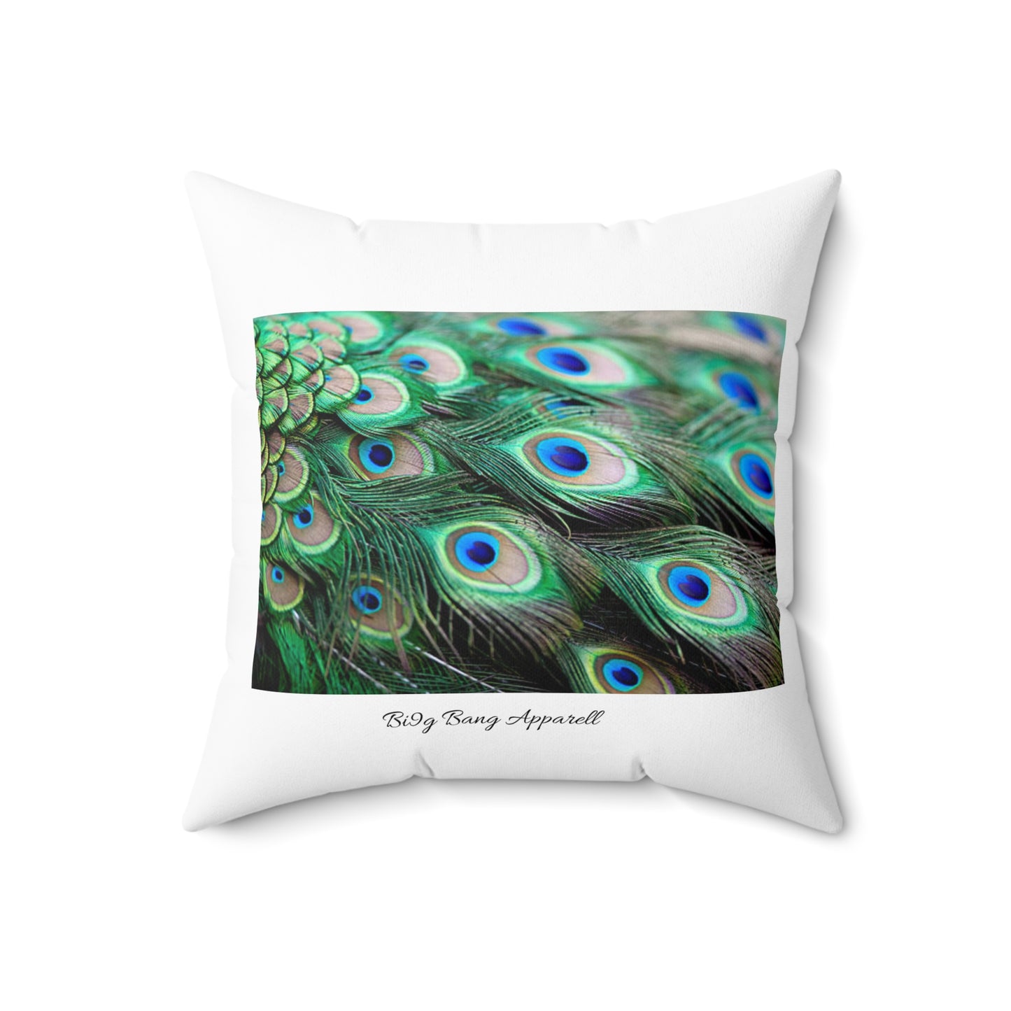 Big Bang Apparell peacock aqua Spun Polyester Square Pillow