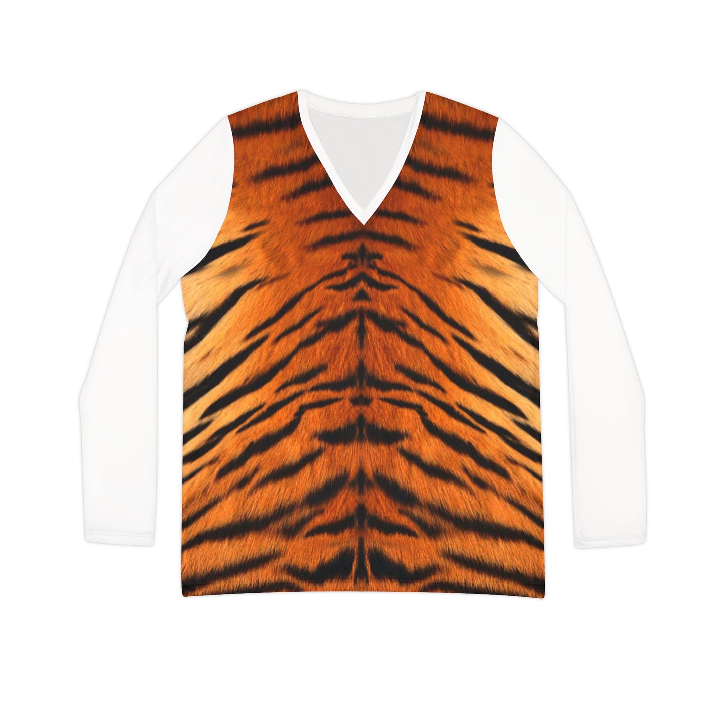 Fierce Tiger Print Long Sleeve V-Neck Shirt for Women