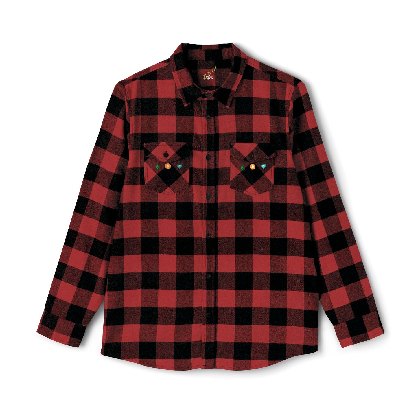 Crypto logo Cozy Unisex Flannel Shirt - Classic Black and Green Checkered Pattern