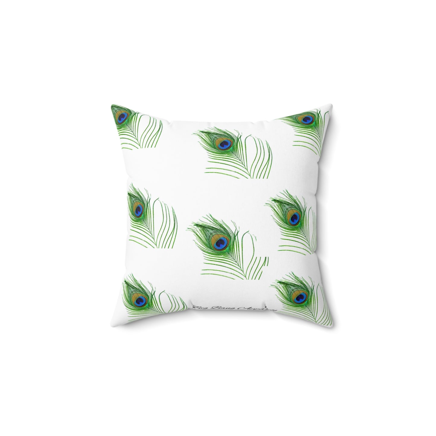 Big Bang Apparell sl peacock aqua feather Spun Polyester Square Pillow