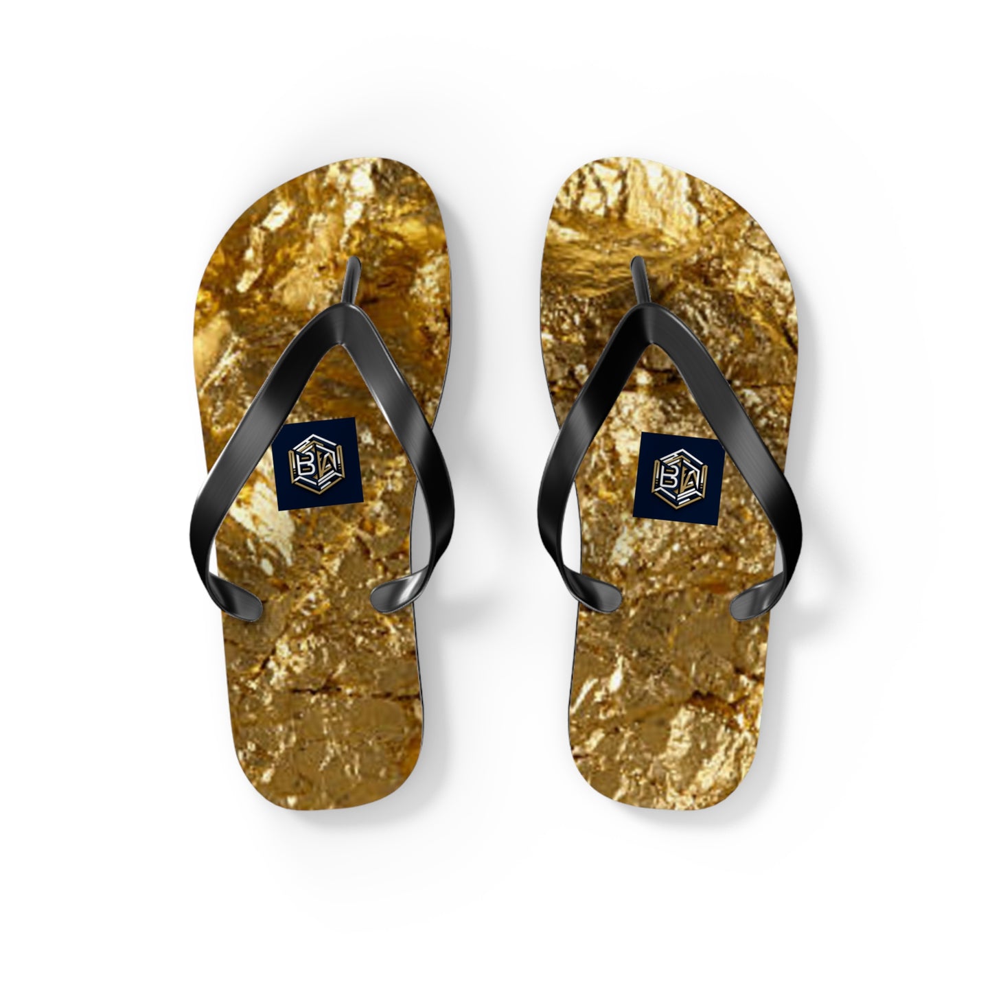 Luxury Gold Foil Flip Flops - Stylish Summer Sandals for Beach & Pool