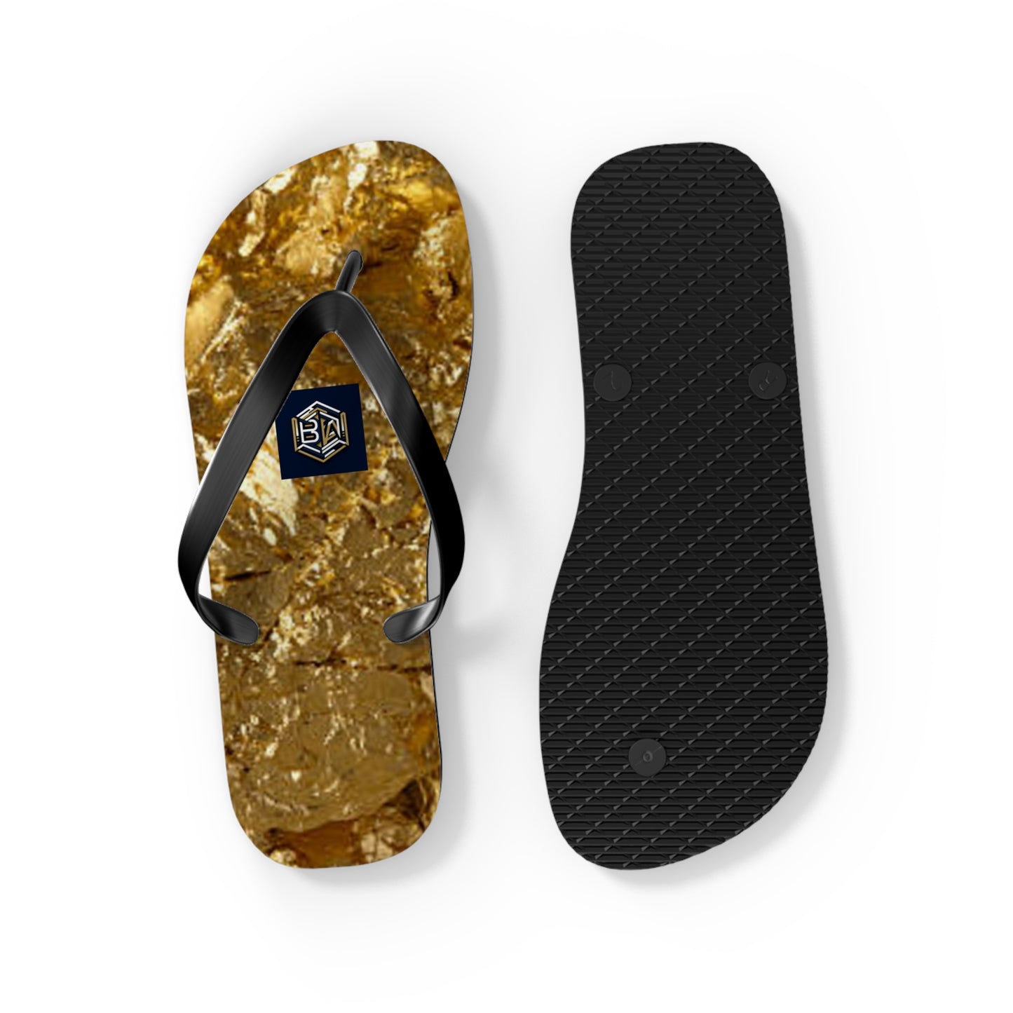 Luxury Gold Foil Flip Flops - Stylish Summer Sandals for Beach & Pool