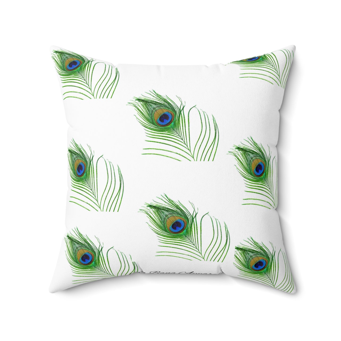 Big Bang Apparell sl peacock aqua feather Spun Polyester Square Pillow