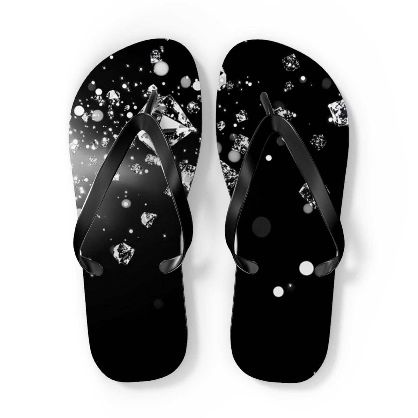 Elegant Black Diamond Flip Flops - Glamorous Summer Footwear