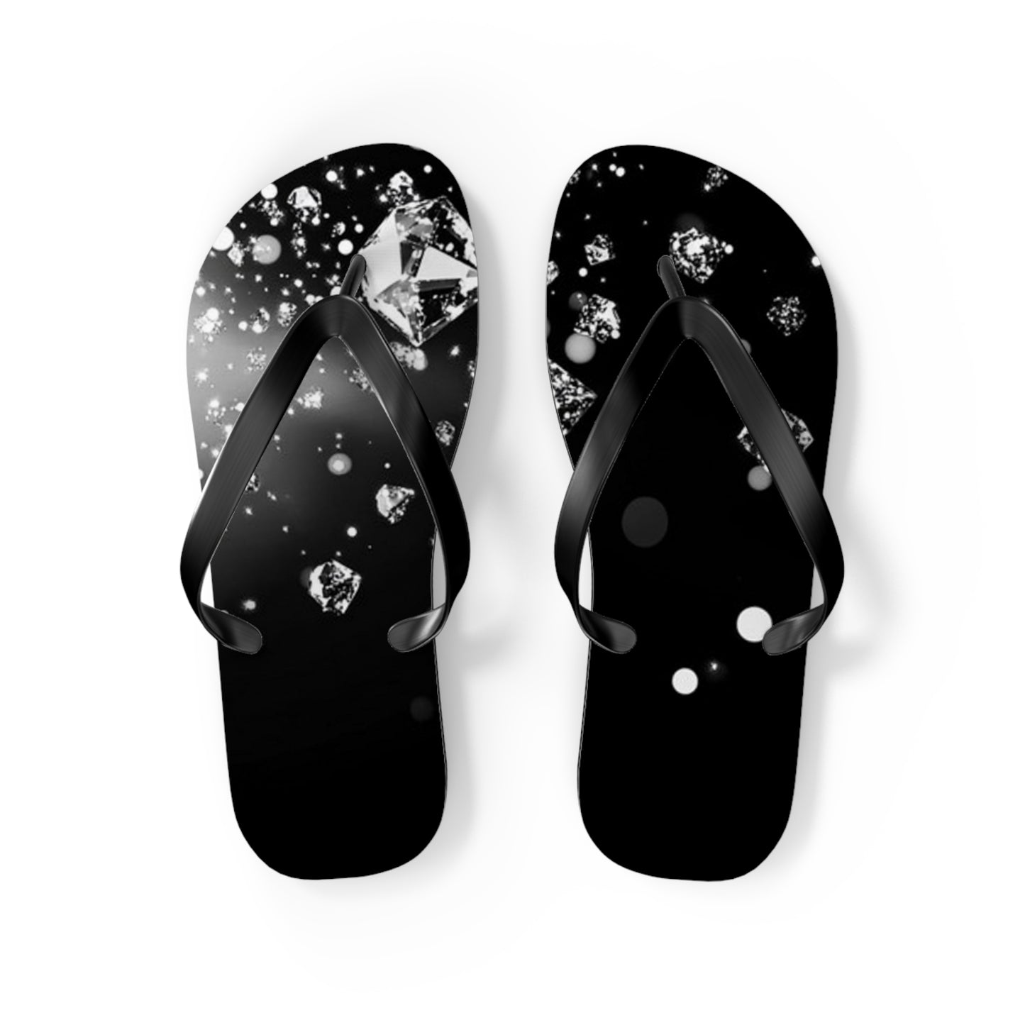 Elegant Black Diamond Flip Flops - Glamorous Summer Footwear